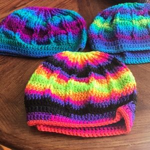 Beautiful crocheted beanies in multi color